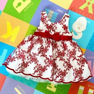 NEW American Princess Red and White Embroidered Satin Tulle Fluffy Dress